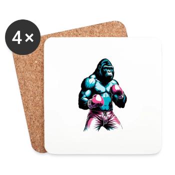 Boxe Boxeur Gorille - Dessous de verre (lot de 4) - blanc - Devant