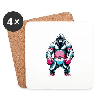 Boxe Boxeur Gorille - Dessous de verre (lot de 4) - blanc - Devant