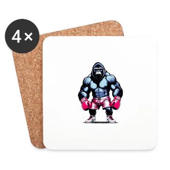 Boxe Boxeur Gorille - Dessous de verre (lot de 4) - blanc - Devant
