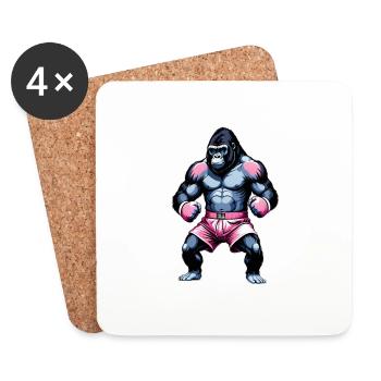 Boxe Boxeur Gorille - Dessous de verre (lot de 4) - blanc - Devant