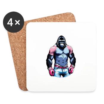 Boxen Gorilla Boxershorts - Untersetzer (4er-Set) - Weiß - Vorne