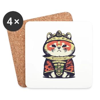 Red Panda Samurai - Coasters (set of 4) - white - Front