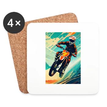 Motocross I - Dessous de verre (lot de 4) - blanc - Devant