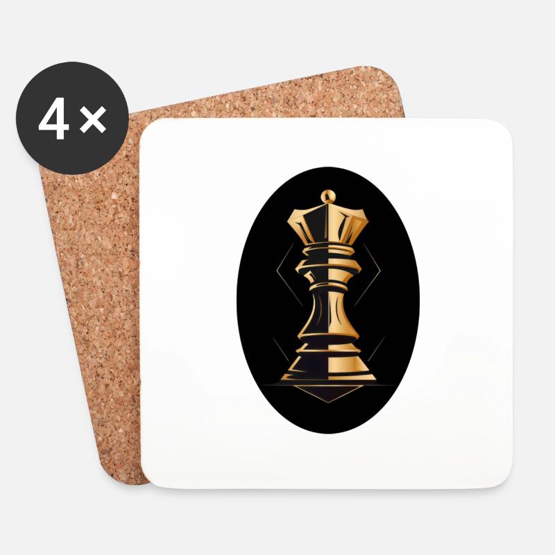 Chess Piece King - Coasters (set of 4) - white