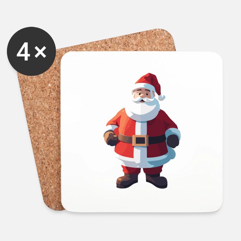 Weihnachtsmann Low Poly Weihnachten - Untersetzer (4er-Set) - Weiß