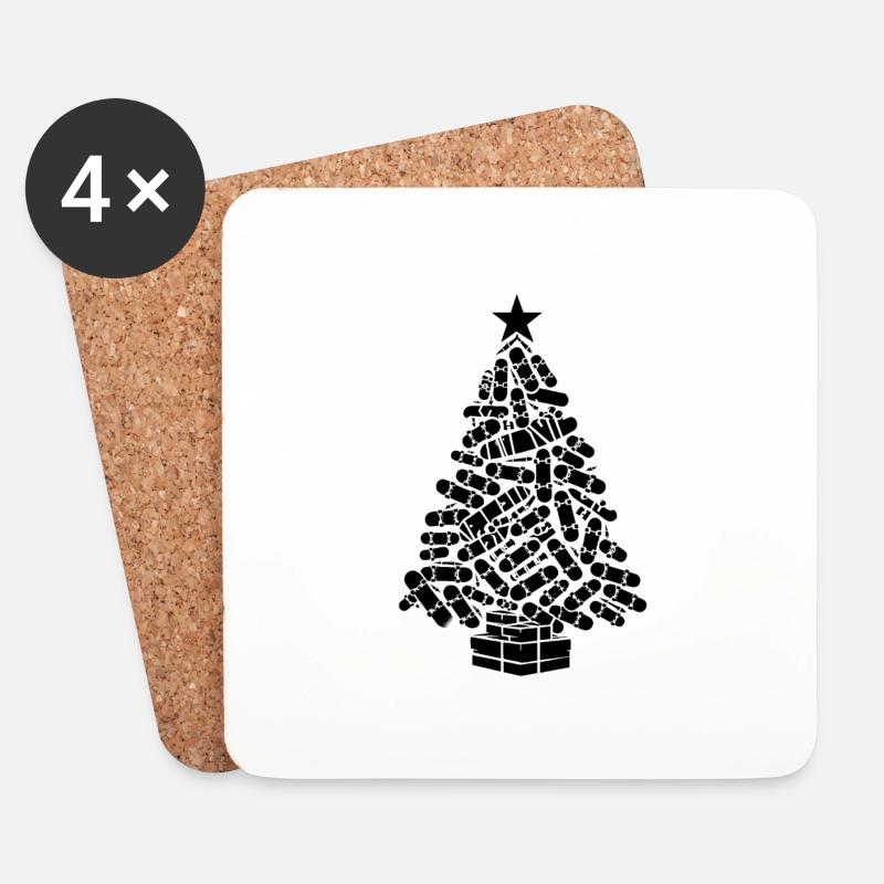 Skateboard Weihnachten 🎄 - Untersetzer (4er-Set) - Weiß