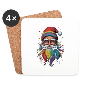 L’amour du Père Noël LGBTQ ne connaît pas de frontières - Dessous de verre (lot de 4) - blanc - Devant