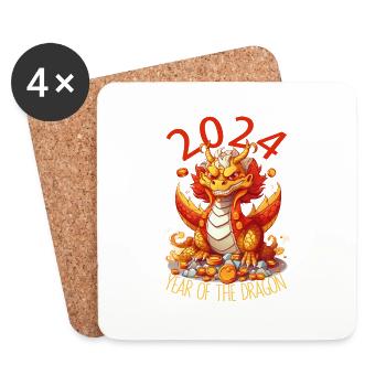 Year Of The Dragon Happy Chinese New Year 2024 - Untersetzer (4er-Set) - Weiß - Vorne