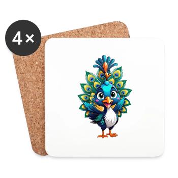 Cute Little Peacock - Coasters (set of 4) - white - Front