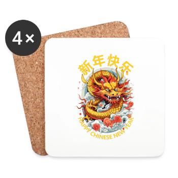 Year Of The Dragon Happy Chinese New Year 2024 - Untersetzer (4er-Set) - Weiß - Vorne