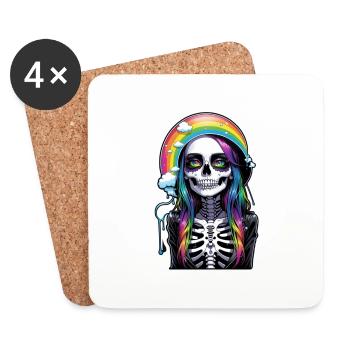 Halloween - Rock & Regenbogen - Untersetzer (4er-Set) - Weiß - Vorne