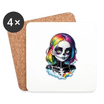 halloween - rock et arc en ciel - Dessous de verre (lot de 4) - blanc - Devant