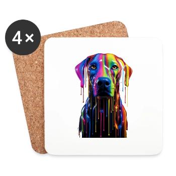 Chien arc-en-ciel - Dessous de verre (lot de 4) - blanc - Devant