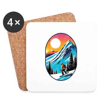 snowboard neige et ski - Dessous de verre (lot de 4) - blanc - Devant