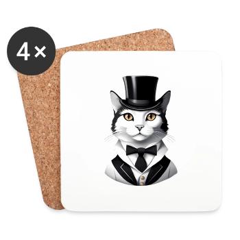 Cat King - Coasters (set of 4) - white - Front