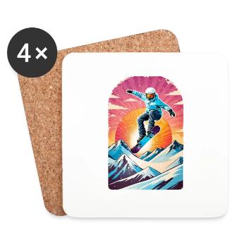 snowboard neige et ski - Dessous de verre (lot de 4) - blanc - Devant