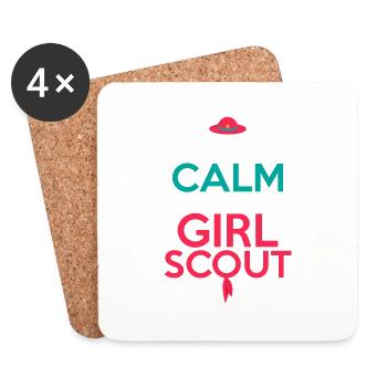 Calm & Scout-Ready: Girl's Adventure Tee - Coasters (set of 4) - white - Front