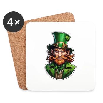 Leprechaun / Kobold / grün / Ginger / Irland - Untersetzer (4er-Set) - Weiß - Vorne