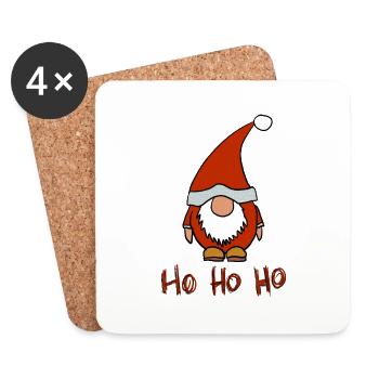 Weihnachtsmann Klein Dick hohoho - Untersetzer (4er-Set) - Weiß - Vorne