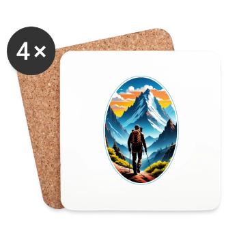Nature & Mountain Hiking - Coasters (set of 4) - white - Front