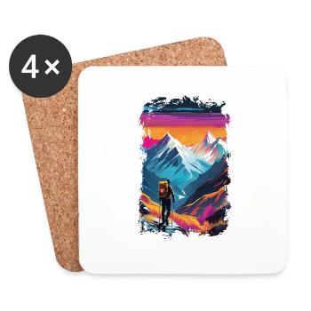Nature & Mountain Hiking - Coasters (set of 4) - white - Front