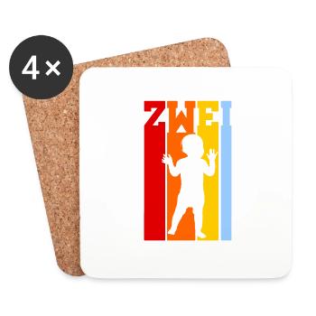 Zwei Jahr alt - Baby - Alter - Kleinkind - Untersetzer (4er-Set) - Weiß - Vorne