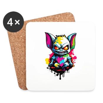 Bat / Vampire / Dracula / Animal / Halloween - Coasters (set of 4) - white - Front