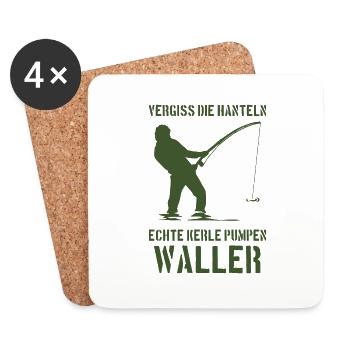 Vergiss die Hanteln echte Kerle pumpen Waller - Untersetzer (4er-Set) - Weiß - Vorne