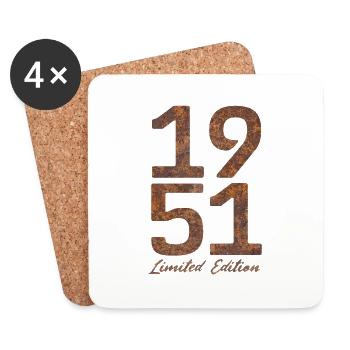 Vintage 1951 édition limitée Rust Look - Dessous de verre (lot de 4) - blanc - Devant