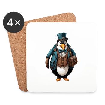 Lederhosen / Animal / Traditional costume / Tradition / Penguin - Coasters (set of 4) - white - Front