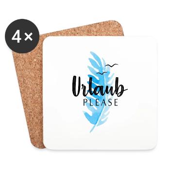 URLAUB PLEASE BITTE - Untersetzer (4er-Set) - Weiß - Vorne