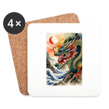 Année du Dragon II - Dessous de verre (lot de 4) - blanc - Devant