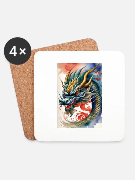 Jahr des Drachen VI - Untersetzer (4er-Set) - Weiß