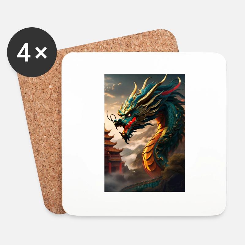 Jahr des Drachen IV - Untersetzer (4er-Set) - Weiß