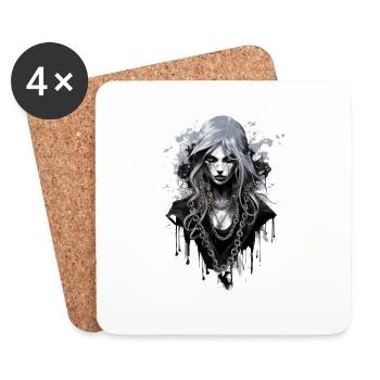 Gothic Beauty Rose Queen Illustration - Coasters (set of 4) - white - Front