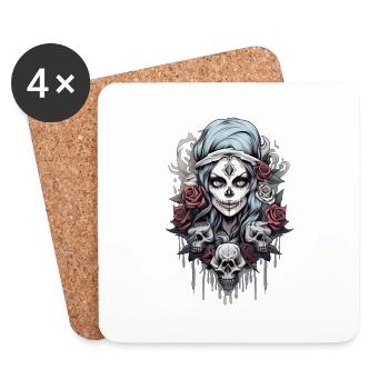 Gothic Rose Queen Illustration Graphic Beauty - Coasters (set of 4) - white - Front
