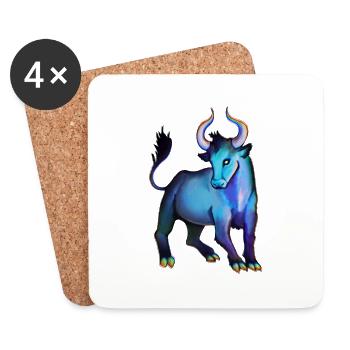 gemalter Stier - Untersetzer (4er-Set) - Weiß - Vorne