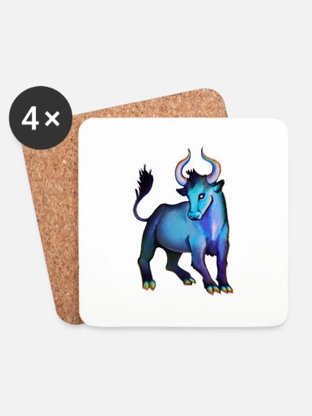 gemalter Stier - Untersetzer (4er-Set) - Weiß