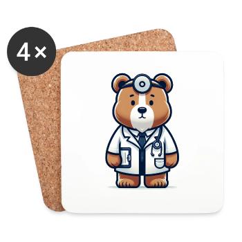 Cute Bear Doctor - Untersetzer (4er-Set) - Weiß - Vorne