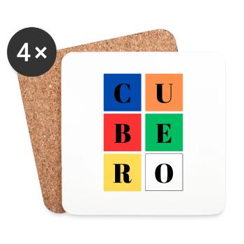 Quadratischer Eimer Farben SpeedCuber - Untersetzer (4er-Set) - Weiß - Vorne