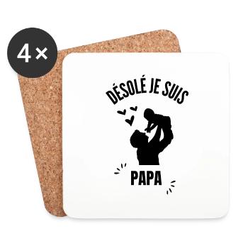 Désolé, je suis en retard, je suis papa - Dessous de verre (lot de 4) - blanc - Devant