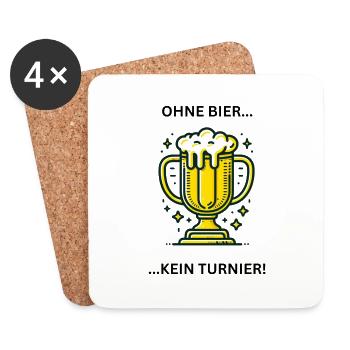 Ohne Bier kein Turnier - Untersetzer (4er-Set) - Weiß - Vorne