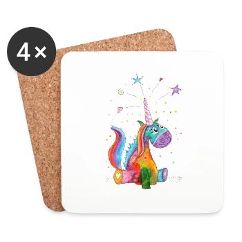 Licorne Bonne Humeur - Dessous de verre (lot de 4) - blanc - Devant