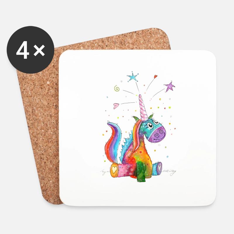 Gute Laune Einhorn - Untersetzer (4er-Set) - Weiß