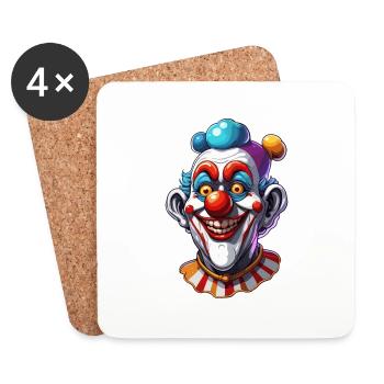 Clown / Zirkus / Fasching / Karneval / verspielt - Untersetzer (4er-Set) - Weiß - Vorne