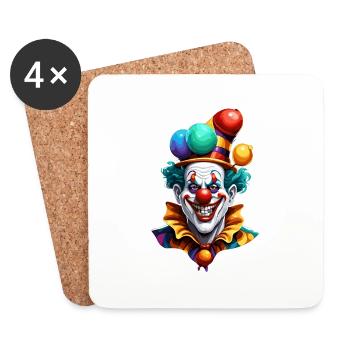 Clown / Zirkus / Fasching / Karneval / verspielt - Untersetzer (4er-Set) - Weiß - Vorne