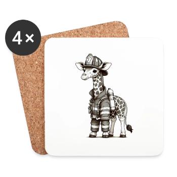 Cute Giraffe Firefighter - Untersetzer (4er-Set) - Weiß - Vorne