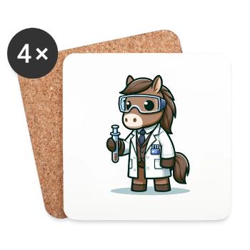 Scientifique de cheval mignon - Dessous de verre (lot de 4) - blanc - Devant