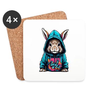 Hop in Style Cool Bunny - Coasters (set of 4) - white - Front