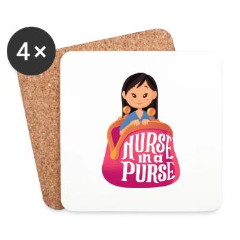 Nurse in a Purse v4 - Coasters (set of 4) - white - Front